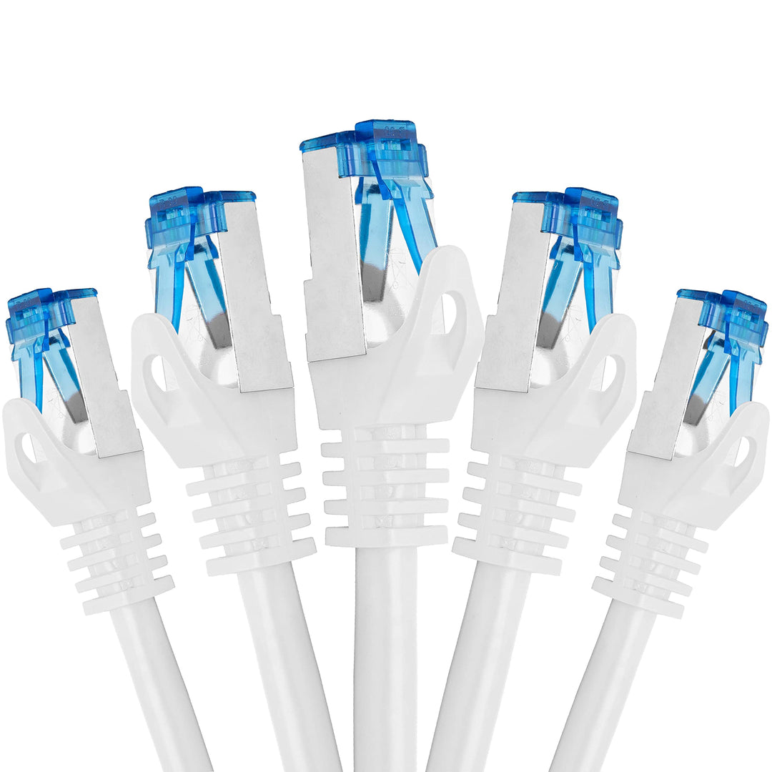 BIGtec - 5 Stück - 7,5m CAT.7 Gigabit Patchkabel Netzwerkkabel weiss Kupferkabel Patch Ethernt LAN D