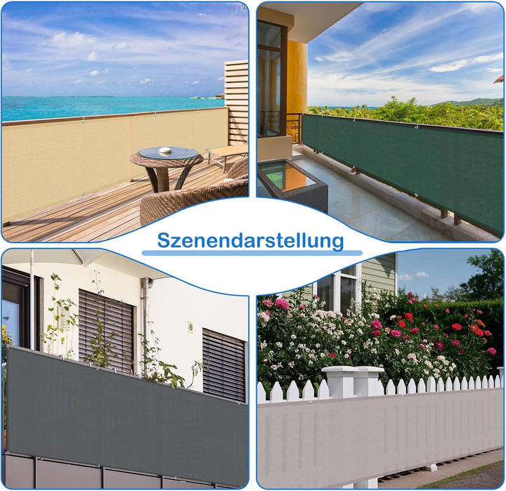 COOL AREA Balkon Sichtschutz 100x800cm Wetterfest Balkonverkleidung Balkonabdeckung sichtschutz Blic