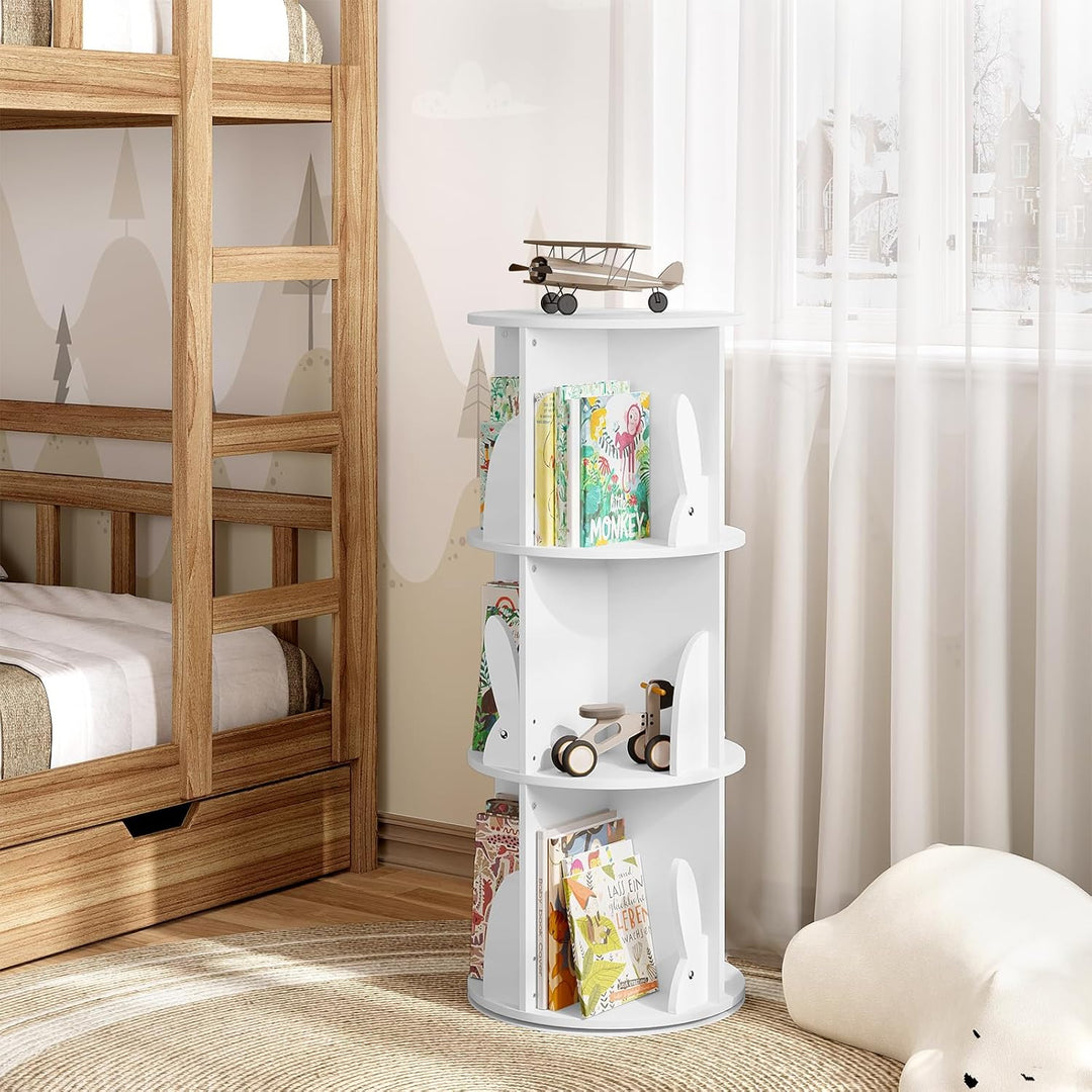 WOLTU Bücherregal Kinder, drehbares Kinderregal mit 3 Ebenen, Bücher Regal Kinderzimmer Wohnzimmer,