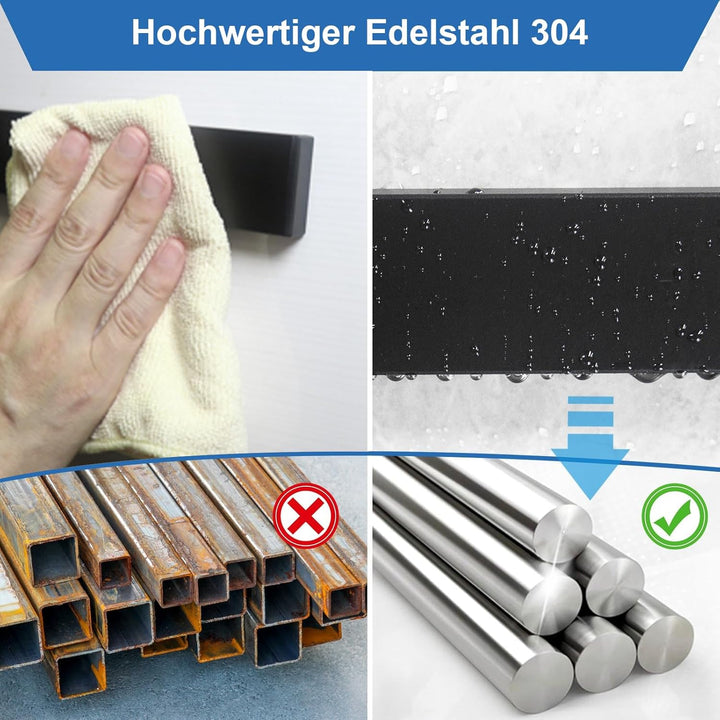 Magnetischer Messerhalter 40 cm schwarzer, ohne Bohren mit 3M Klebestreifen und erweiterten Schraube
