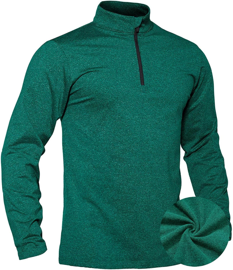 TACVASEN Herren 1/4 Zip Fleece Langarmshirts Laufshirts Jogging Tops Ski Sport Pullover mit Stehkrag