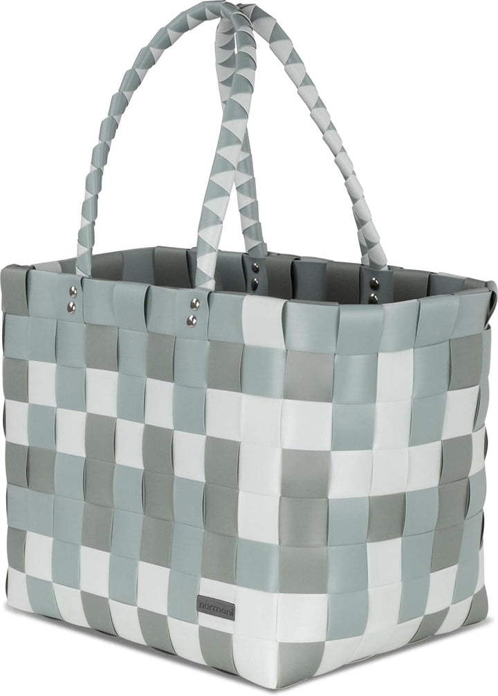 normani Einkaufskorb Shopper geflochten aus Kunststoff - robuster Strandkorb aus wasserabweisendem M