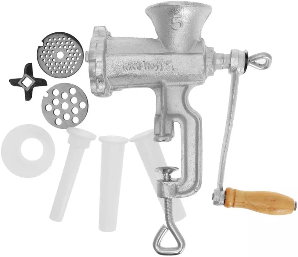 Fleischwolf aus Gusseisen mit Zubehör Wurstmaschine Wurstfüller KINGHOFF Gr. 5, Gr. 5