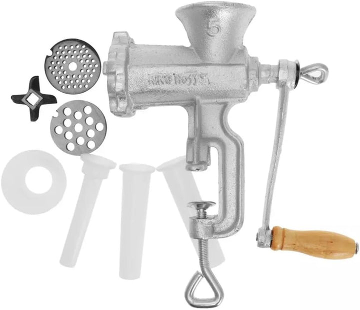Fleischwolf aus Gusseisen mit Zubehör Wurstmaschine Wurstfüller KINGHOFF Gr. 5, Gr. 5