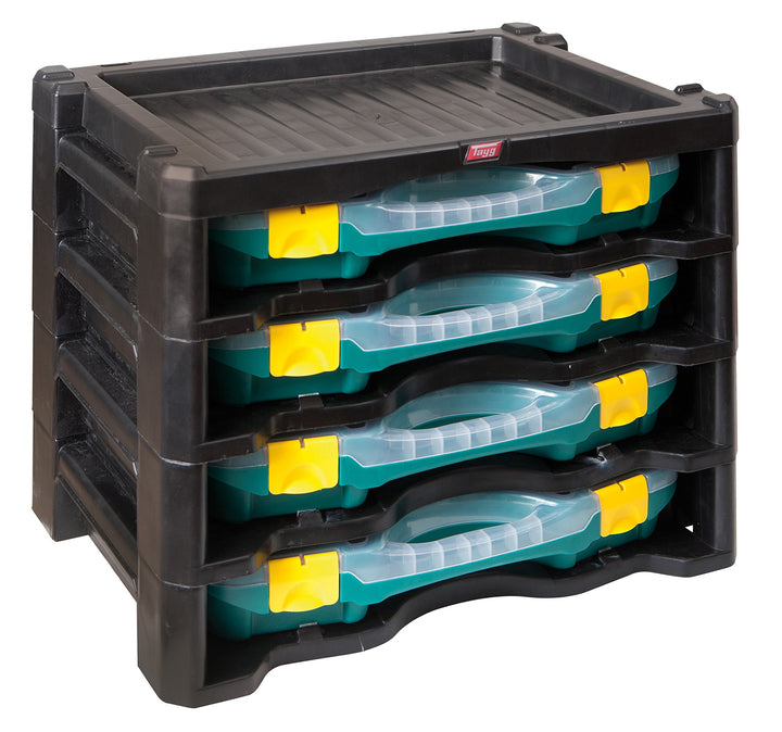 TAYG Multibox N° 2 (inkl. 4 Kleinteileboxen N° 23, Aufbewahrungssystem für Kleinteile, Box stapelbar