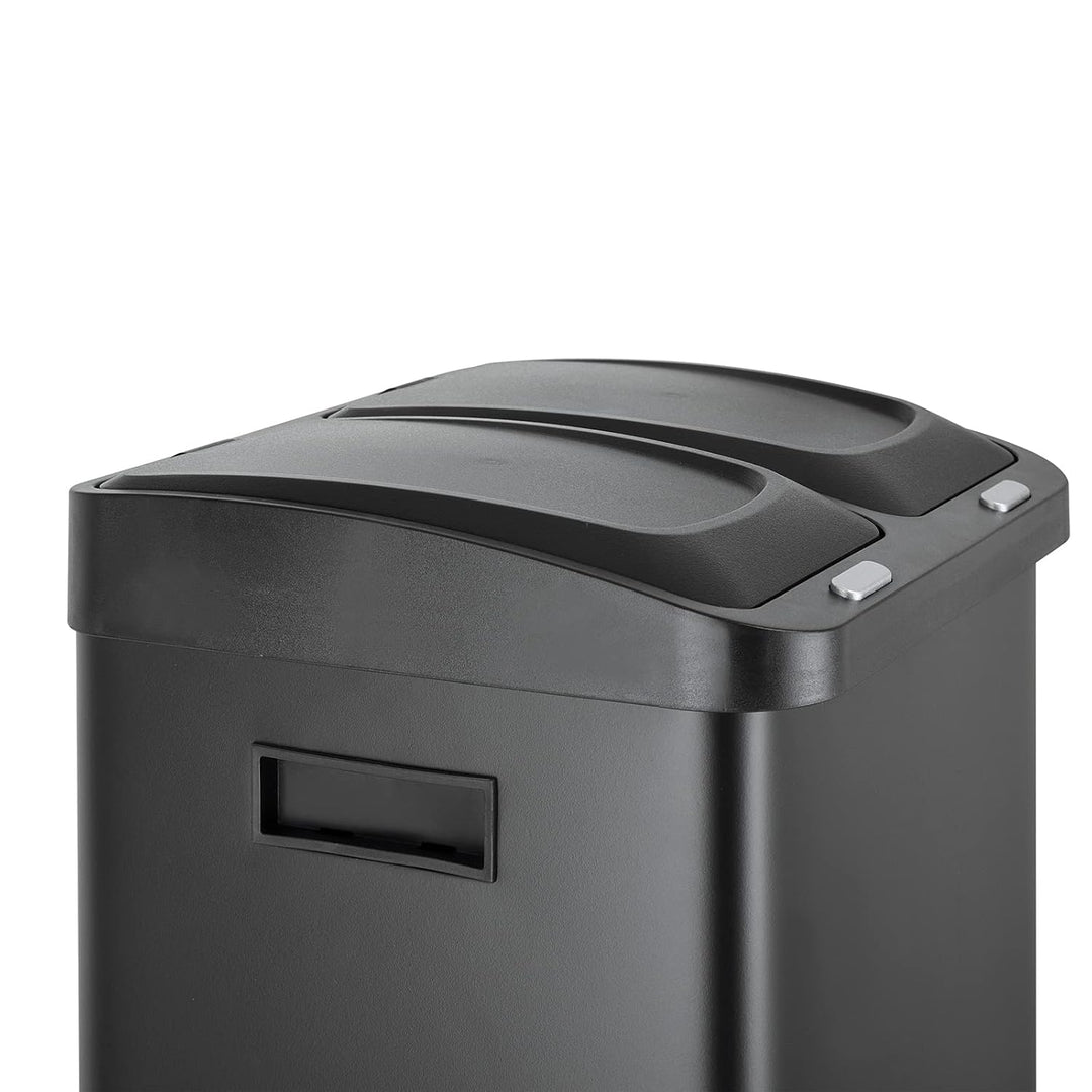 SVITA 3XCOMBO32 Mülleimer Treteimer Abfalleimer Mülltrennung mit Schubfächern Schwarz (32 Liter 2x8L