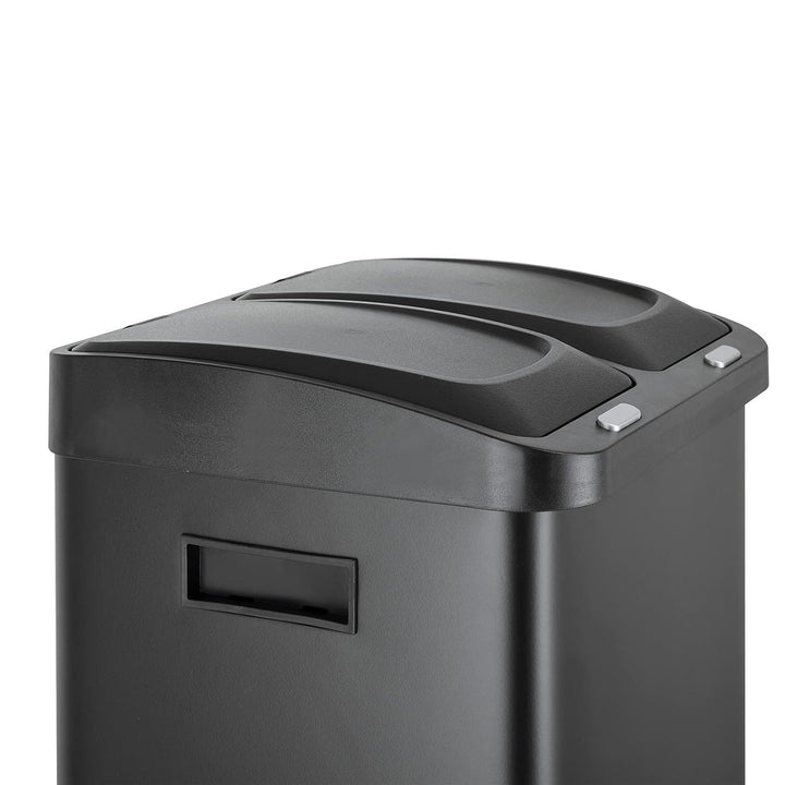 SVITA 3XCOMBO32 Mülleimer Treteimer Abfalleimer Mülltrennung mit Schubfächern Schwarz (32 Liter 2x8L