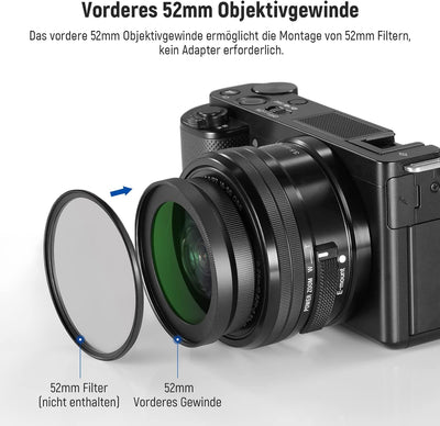 NEEWER 40.5mm HD Weitwinkelobjektiv kompatibel mit Sony ZV-1F ZV-E10 A5000 A6000 2 in 1 18mm Weitwin