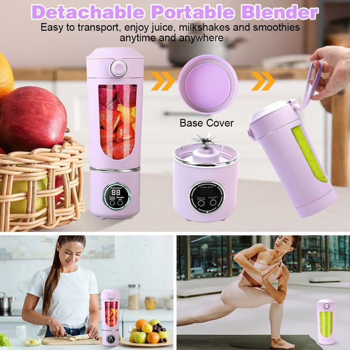 Tragbarer Mixer, 700 ml Mixer Smoothie, Mini-Standmixer mit 12 Edelstahlklingen und Digitalanzeige,