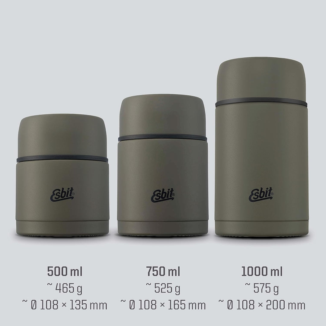 Esbit Thermobehälter Classic für Speisen - Warmhaltebehälter 1000 ml in Olivgrün - aus Edelstahl für
