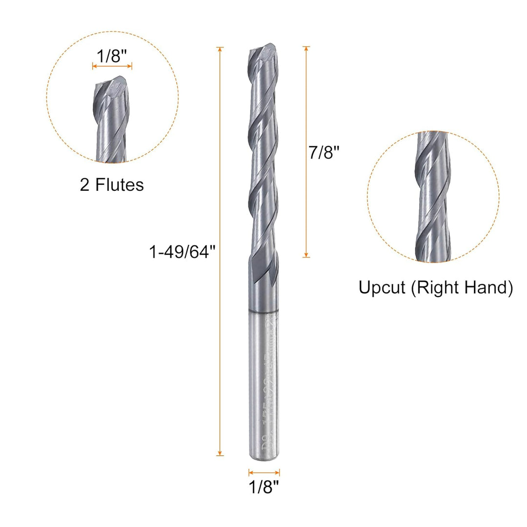 QUARKZMAN 10 Stück Schaftfräser 1/8", Wolframstahl Spiralnutfräser, 2 Flöte CNC Fräser, AITIN Hochal