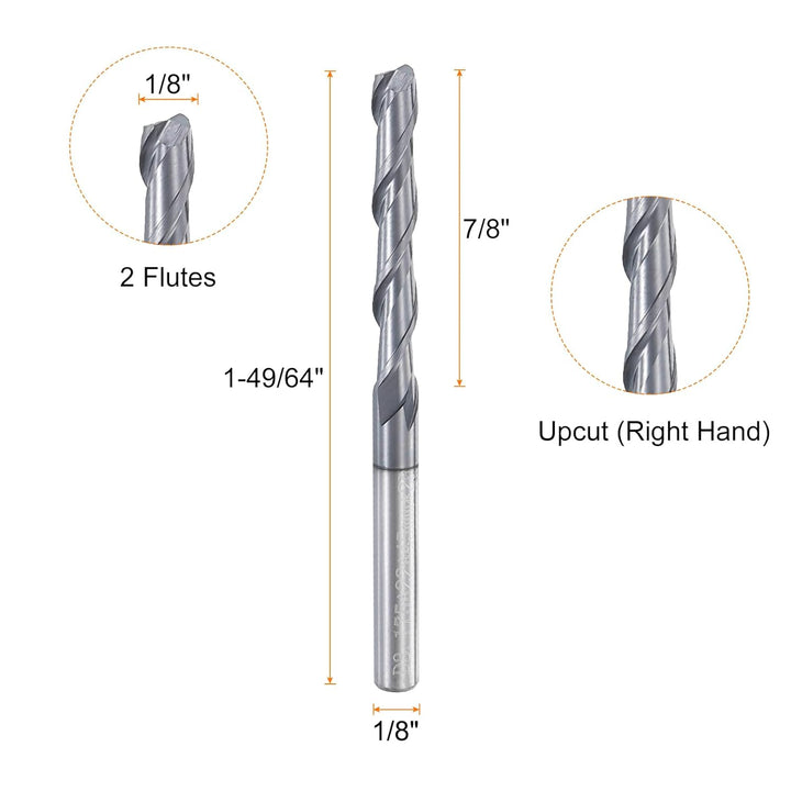 QUARKZMAN 10 Stück Schaftfräser 1/8", Wolframstahl Spiralnutfräser, 2 Flöte CNC Fräser, AITIN Hochal