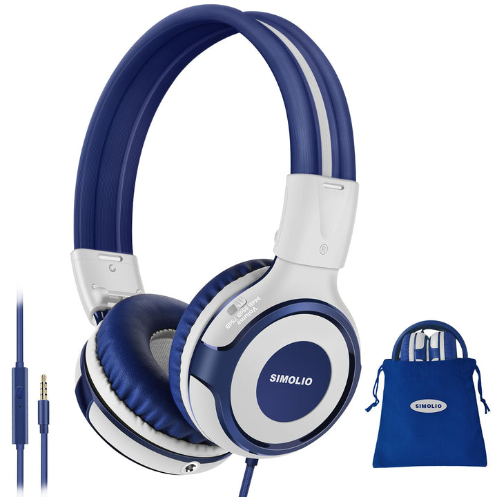 SIMOLIO Kopfhörer mit Volume Limited, On Ear Kopfhörer mit Mikrofon, Share-Port, Kabelgebundene Kopf