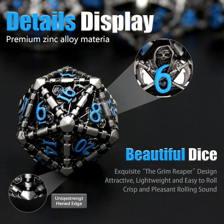 DND WürfelSet Rollenspiel, Polyedrische Dice Set D&D Würfel Set Metall für Brettspiel Dungeons and D