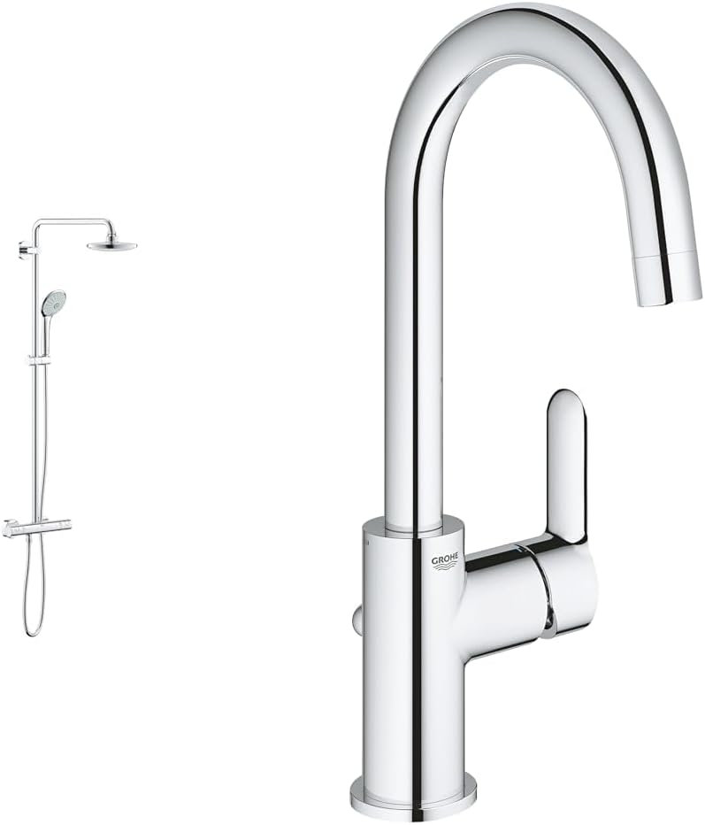 GROHE Euphoria System 180 - Duschsystem mit Thermostatbatterie, rund, chrom, 27296001 & BauEdge - Ei