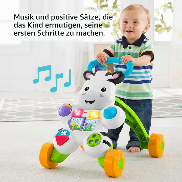 Fisher-Price Lern mit mir - Zebra Lauflernwagen, musikalisches Aktivitäts- und Gehspielzeug mit Lern