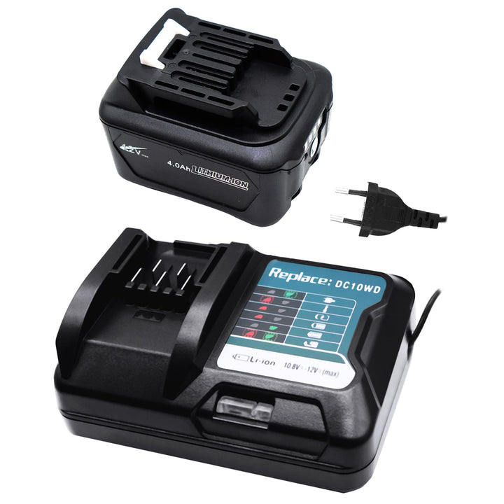 GOLEMON® 4,0Ah BL1041B Akku + Ladegerät DC10WD ersetzen für Makita (BL1016) BL1015 BL1020B BL1021B D