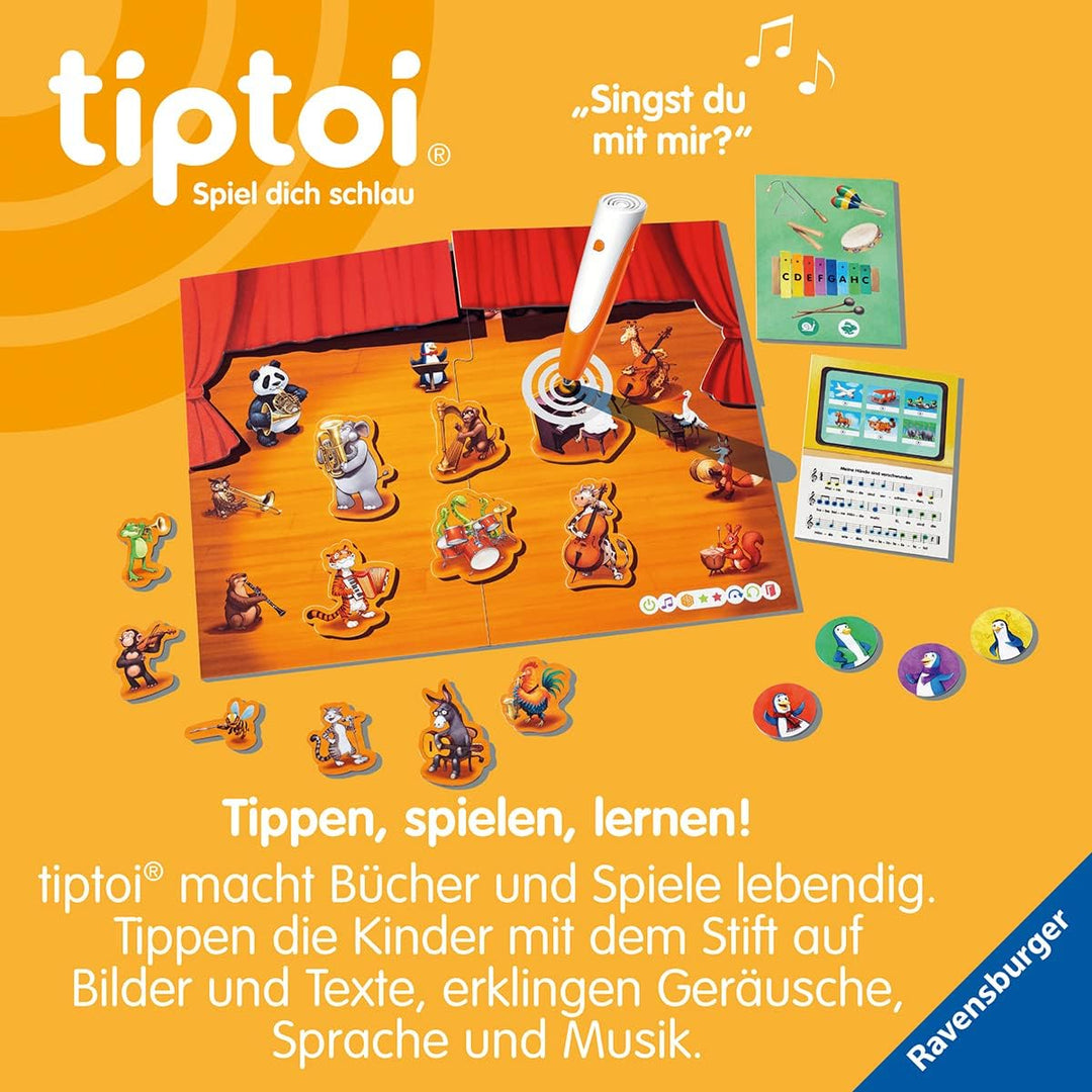Ravensburger tiptoi Spiel 00169 Mein tierischer Musik-Spass, Lernspiel für 1-4 Kinder von 3-5 Jahren