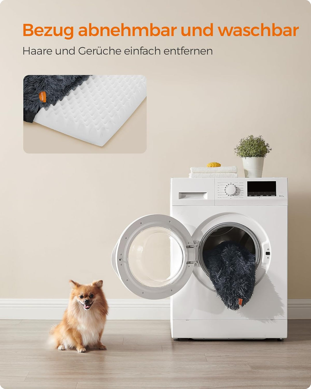 Feandrea FluffyHug Hundebett, Hundekissen Grösse M, Hundematte für Miniaturhunde, kleine Hunde, Hund