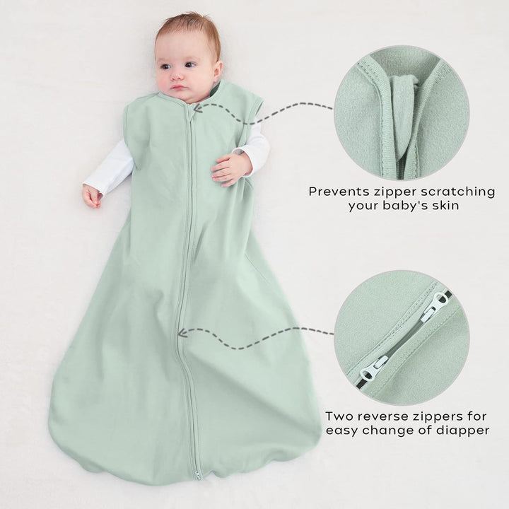 Yoofoss Schlafsack Baby Sommer 0.5 Tog - 2er Pack 67cm/0-6 Monate 100% Baumwolle Sommerschlafsack Ba