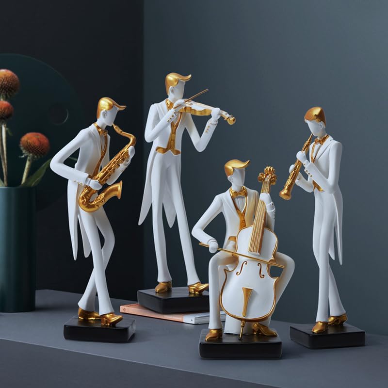 Amoy-Art Musik Figuren Skulptur Modern Dekor Statue Wohnzimmer Kunst Arts Polyresin Geschenk 25cm