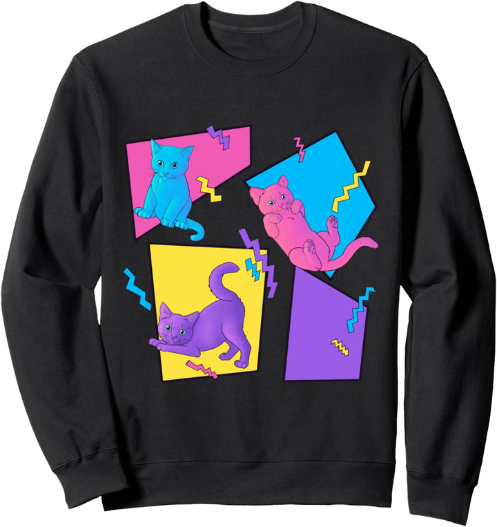 Retro Kätzchen mit Farben und Formen Sweatshirt