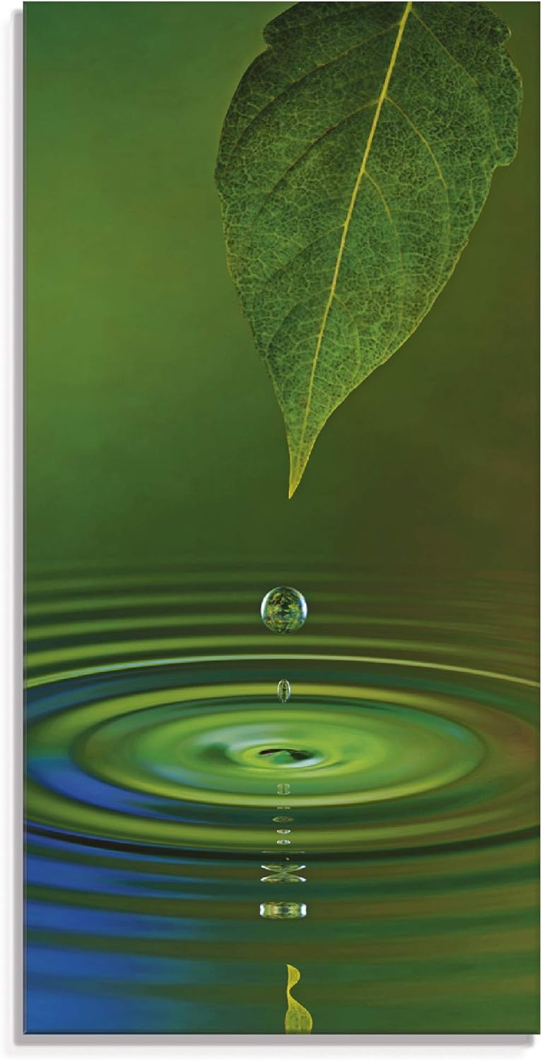 ARTland Glasbilder Wandbild Glas Bild einteilig 30x60 cm Hochformat Natur See Pflanzen Bäume Wassert