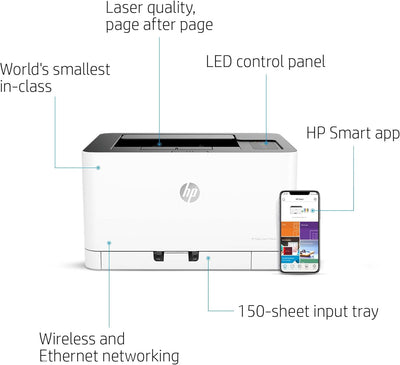 HP Color Laser 150nw Farb-Laserdrucker (Drucker, USB, LAN, WLAN),weiss-grau Drucker WLAN