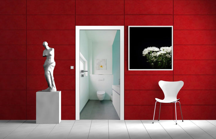 Wallario Selbstklebende Türtapete Badezimmer Gästetoilette Innenansicht - WC und Waschbecken - Türpo