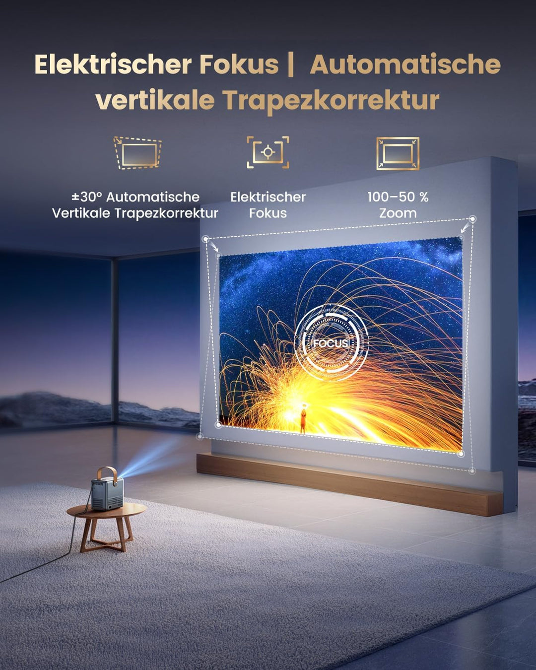 Mini Beamer 4K [Netflix Official|Dolby Audio] Smart Beamer Klein with WiFi6 2-Wege Bluetooth Full HD