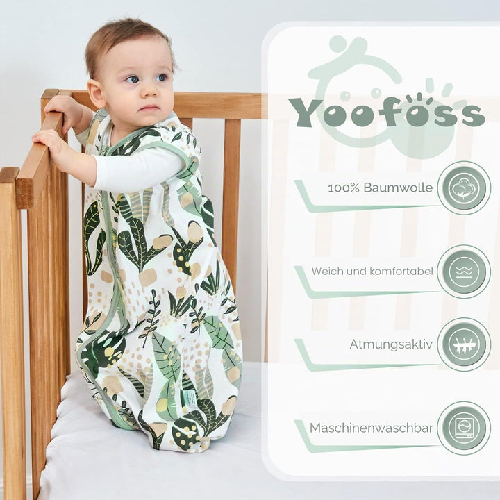 Yoofoss Schlafsack Baby Sommer 0.5 Tog - 2er Pack 67cm/0-6 Monate 100% Baumwolle Sommerschlafsack Ba