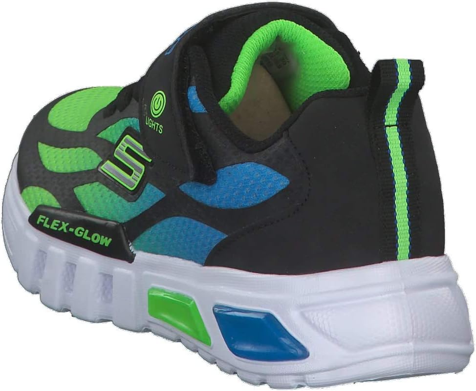 Skechers Jungen Flex-glow Dezlom Sneaker 28.5 EU Black Synthetic Textile Blue Lime Trim, 28.5 EU Bla