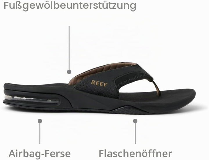 Reef Herren Fanning Flipflop 46 EU Black And Tan, 46 EU Black And Tan