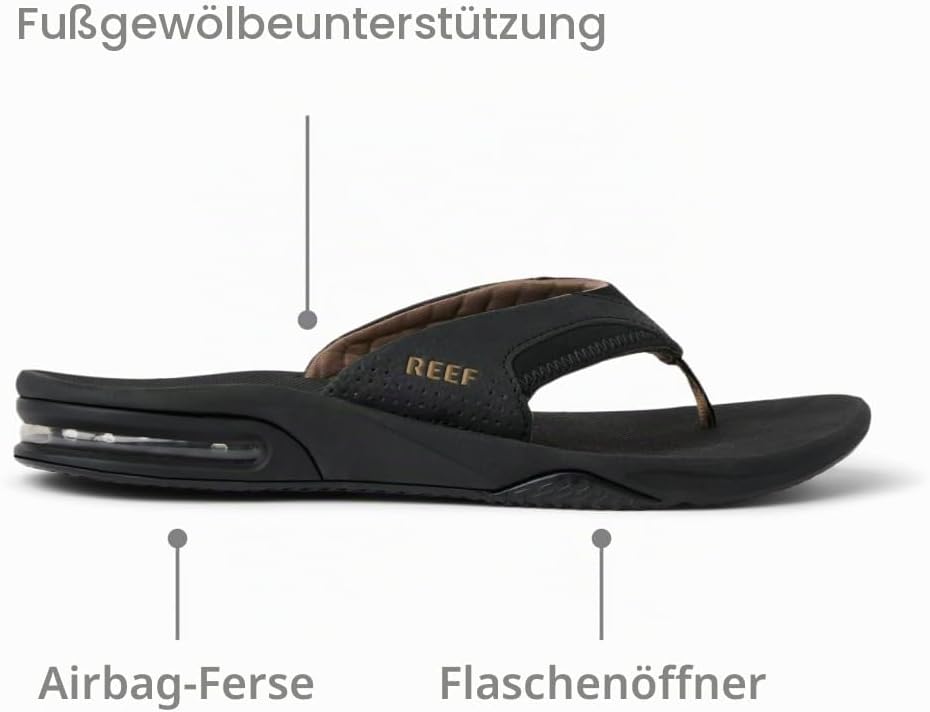 Reef FANNING Herren Zehentrenner 35 EU Black And Tan, 35 EU Black And Tan