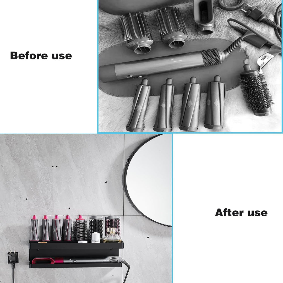 Morwealth Halterung für Dyson Airwrap Ohne Bohren, 2 in 1 Wandhalterung Halterung für Dyson Airwrap