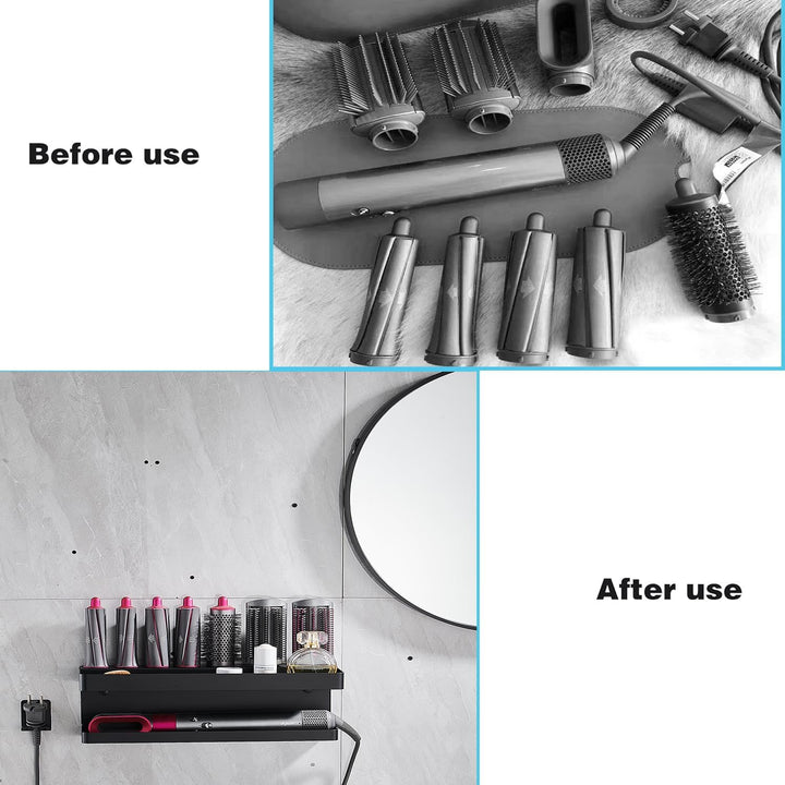 Morwealth Halterung für Dyson Airwrap Ohne Bohren, 2 in 1 Wandhalterung Halterung für Dyson Airwrap