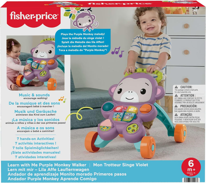 Fisher-Price Lauflernwagen für Babys Lern mit Mir Lila AFFE Spielzeug mit Musik, Lichtern &amp; Aktivitä
