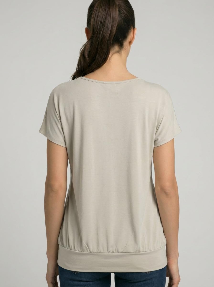 Van Der Rich ® - Tshirt Kurzam Rundhalsausschnitt Sommer- Damen M Beige, M Beige
