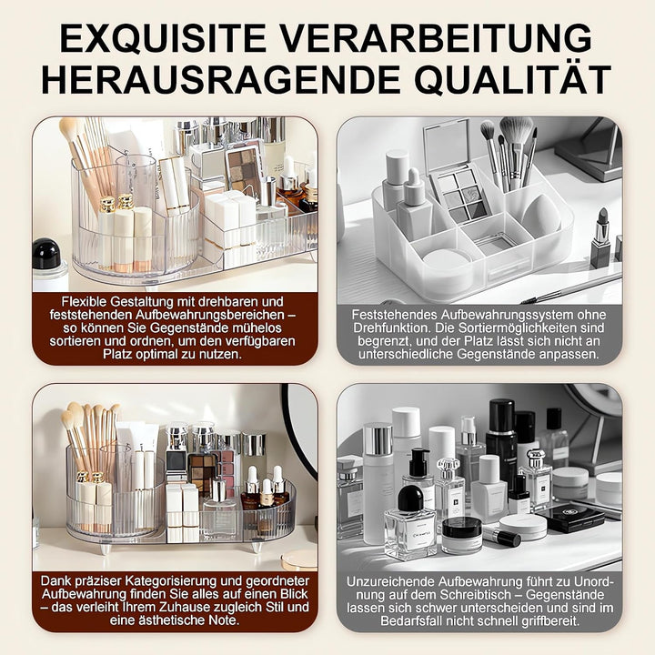 Make up Organizer 360° Drehbar, Grosser Bad Kosmetik Organizer mit Aufbewahrungsbox für Schminktisch