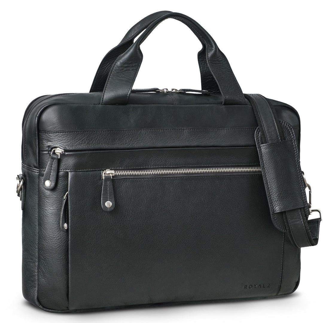 ROYALZ Moderne Vintage Umhängetasche Herren Leder gross 'Boston' - ideal als 14-15,6 Zoll Laptoptasc
