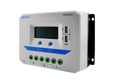 EPEVER® VS6048AU PWM Laderegler charge controller 60A, 12V/24V/36V/48V mit LCD Dispaly USB Anschluss