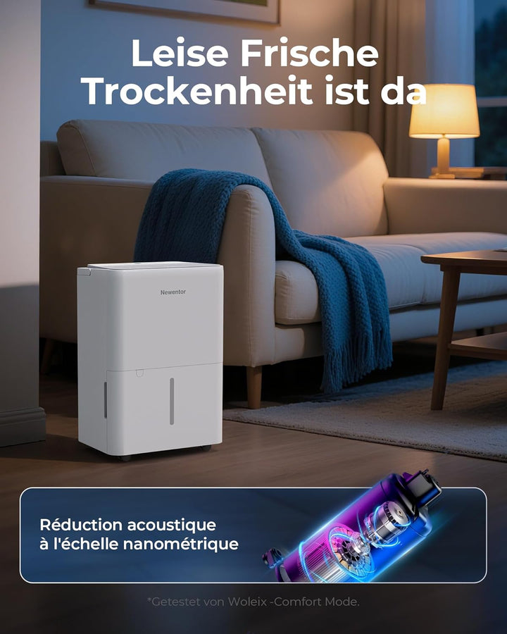 Newentor Luftentfeuchter Elektrisch 12L/Tag, Entfeuchter Elektrisch Keller 122m³/25m², Raumentfeucht