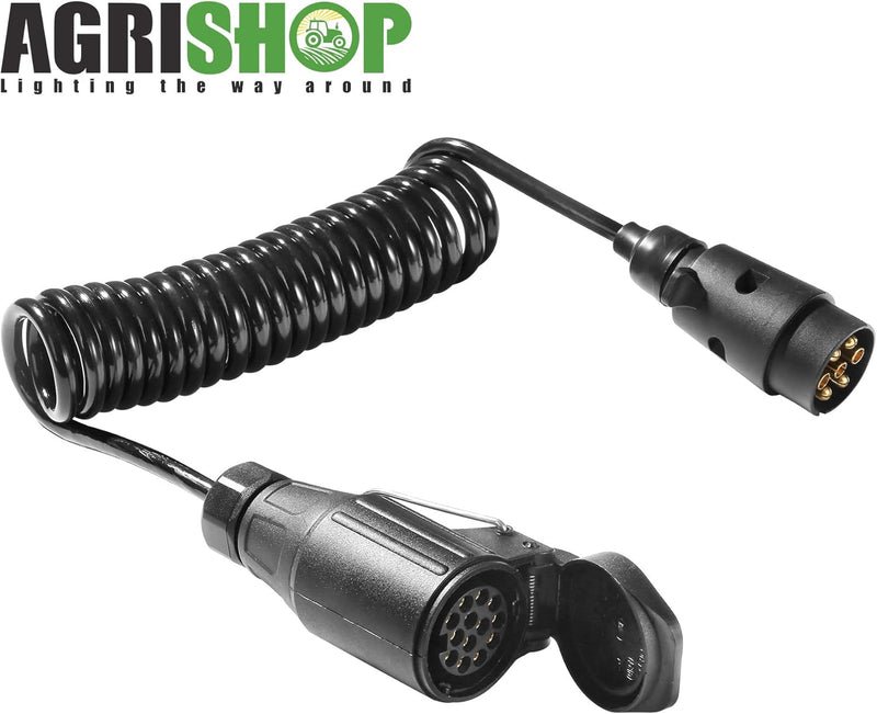 AGRISHOP Anhängerkabel Adapterkabel 7auf 13-polig 12v 2.8m,Anhänger Verlängerung Spiralkabel 7-13pol
