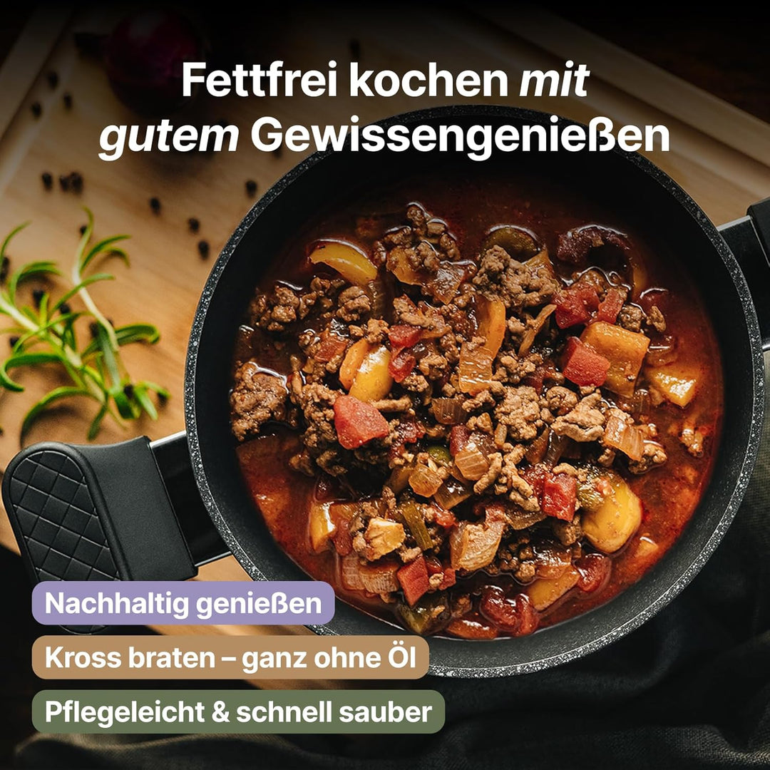 FIVI Kochgeschirr-Set 12-teilig SOPHIA, GUIDO, KURT, UTZ, ALICE mit Glasdeckeln | Verschiedene Gröss
