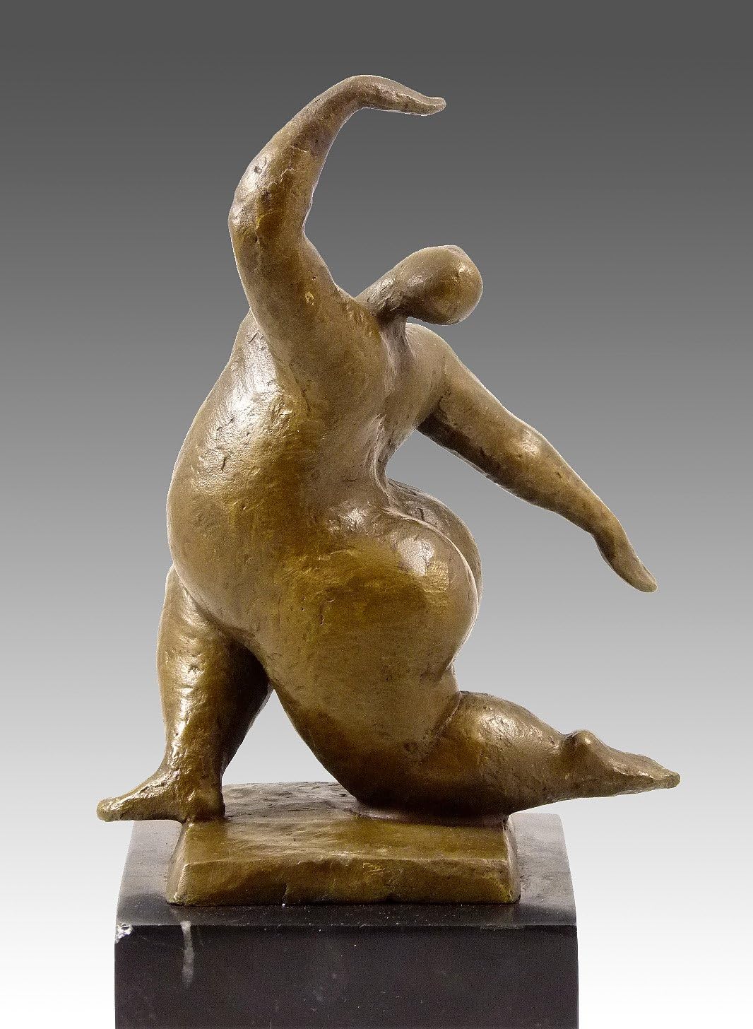 Abstrakte Bronzeskulptur - XXL Tänzerin hockend - signiert Milo - Bronzefigur - Moderne Kunst Skulpt