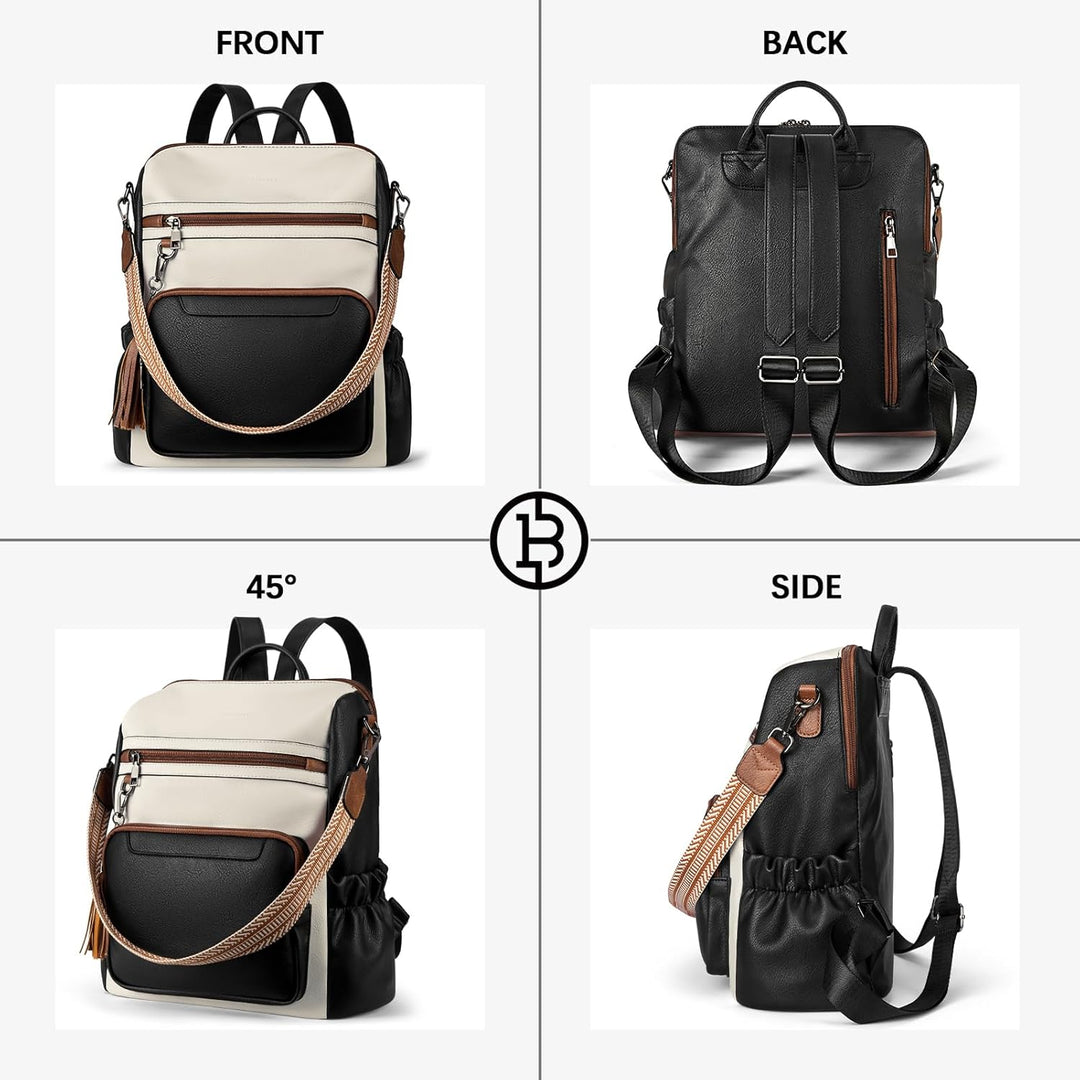 BOSTANTEN 2 Pieces Leder Rucksack Damen Freizeitrucksack Reise Handtasche Rucksackhandtasche Tagesru