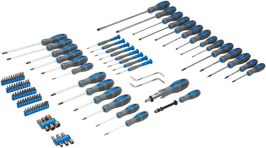 Silverline 283983 Schraubendreher-Set, 100-teilig, blau Pantone 300C / grau 431C