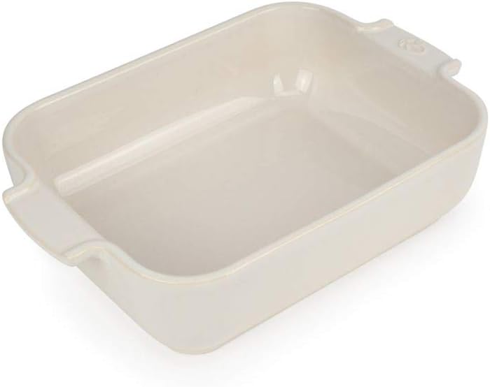 Peugeot Appolia Rechteckige Auflaufform mit Griffen, Keramik, Ecru / Weiss, 6,2x25,16,8 cm, Fassungs