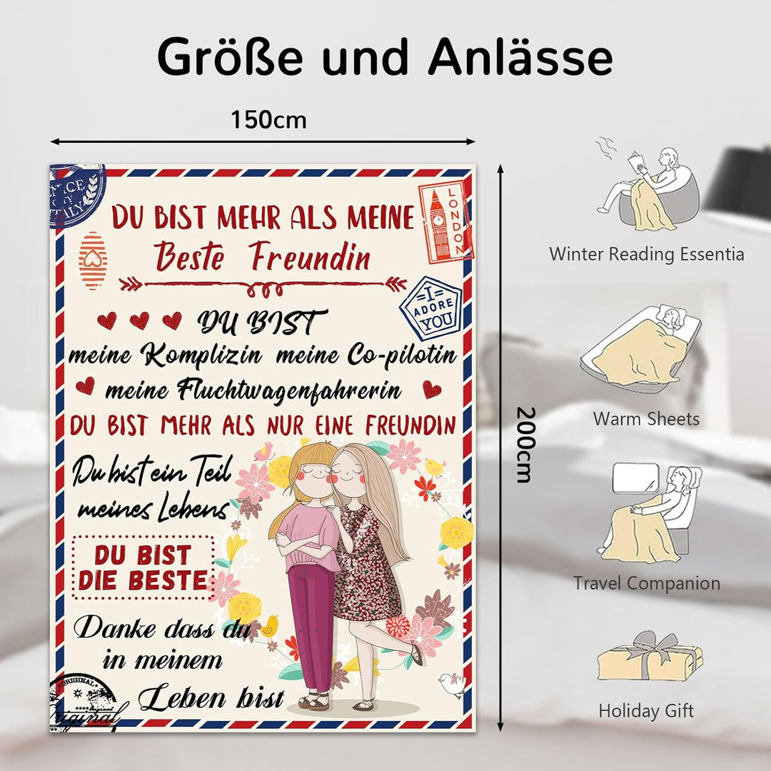PQCXXA Geschenke für Freundin Kuscheldecke, Flanell Decke Geschenk Ideen Frauen Freundin Geburtstag