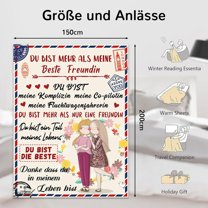 PQCXXA Geschenke für Freundin Kuscheldecke, Flanell Decke Geschenk Ideen Frauen Freundin Geburtstag
